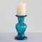 8" Aqua Blue Recycled Glass Pillar Candle Holder